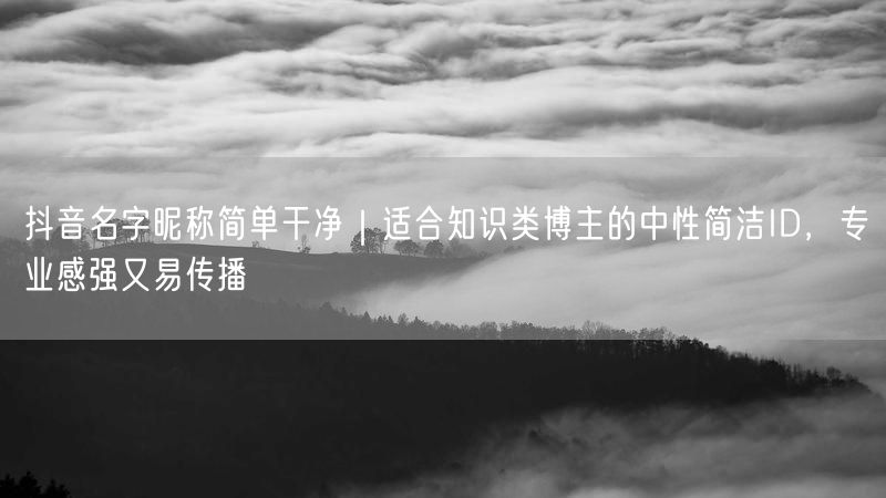 抖音名字昵称简单干净｜适合知识类博主的中性简洁ID，专业感强又易传播
